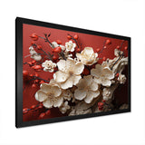 White and red orchid flower branches V - Floral Canvas Wall Art