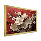 White and red orchid flower branches V - Floral Canvas Wall Art