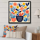 yellow and blue Bohemian Vase pottery blooms I - Geometric Canvas Wall Art