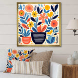 yellow and blue Bohemian Vase pottery blooms I - Geometric Canvas Wall Art