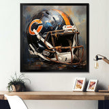 Vintage black and orange american football helmet I - Sports Canvas Wall Art