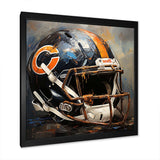 Vintage black and orange american football helmet I - Sports Canvas Wall Art