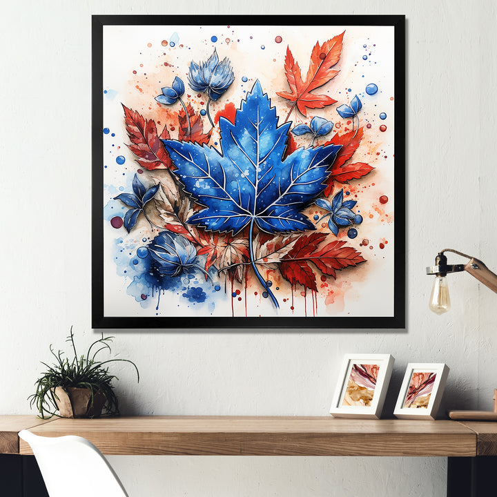 Blue And Red Toronto Maple Leaf Colors - Sport Hockey Canvas Wall Art