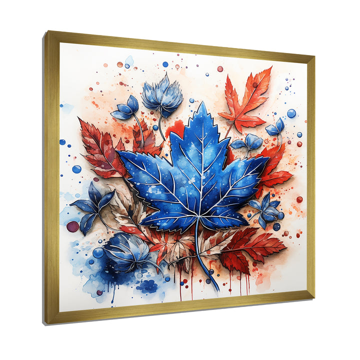 Blue And Red Toronto Maple Leaf Colors - Sport Hockey Canvas Wall Art