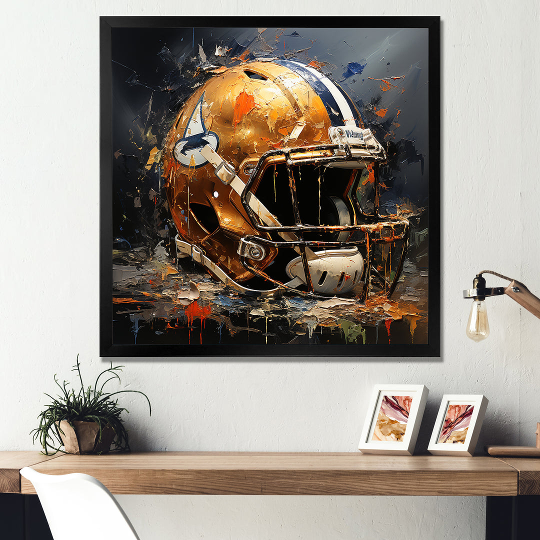 Vintage Gold Football Helmet - Sport Football Canvas Wall Art