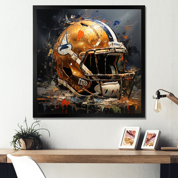 Vintage Gold Football Helmet - Sport Football Canvas Wall Art