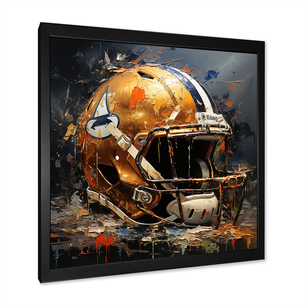 Vintage Gold Football Helmet - Sport Football Canvas Wall Art