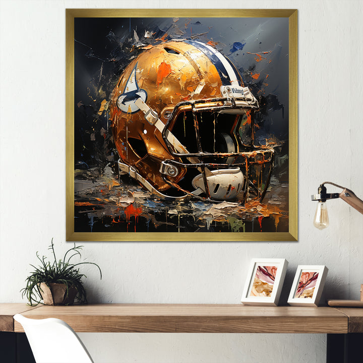 Vintage Gold Football Helmet - Sport Football Canvas Wall Art