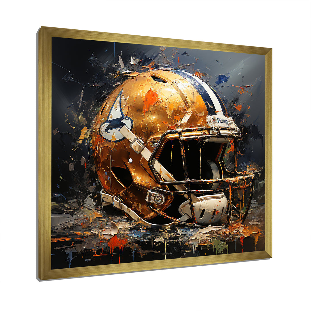 Vintage Gold Football Helmet - Sport Football Canvas Wall Art