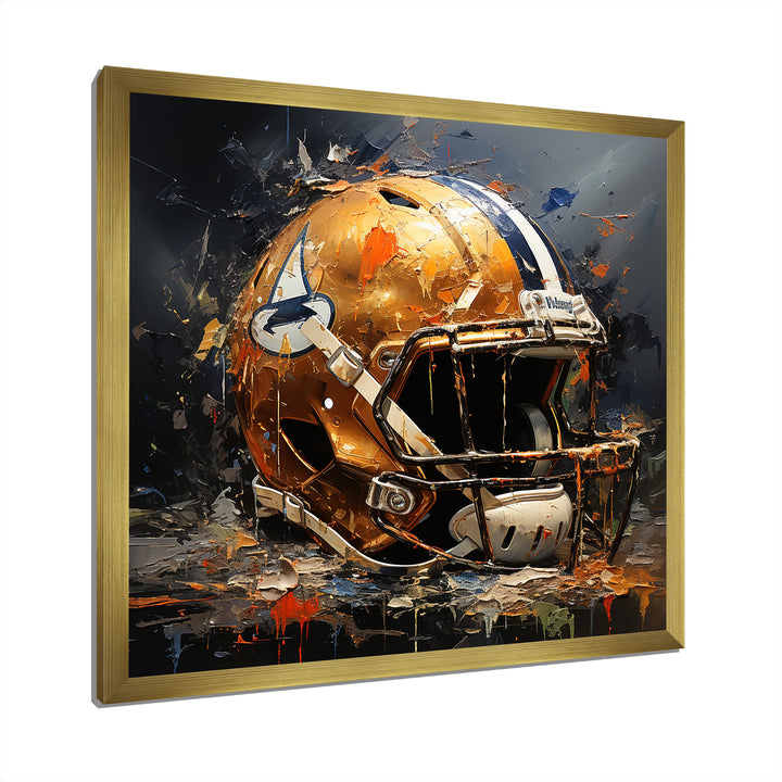 Vintage Gold Football Helmet - Sport Football Canvas Wall Art