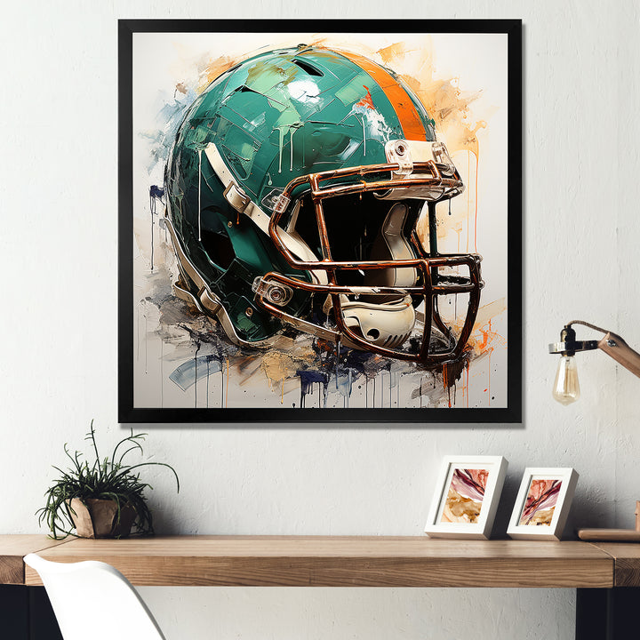 Vintage Green Football Helmet - Sport Football Canvas Wall Art