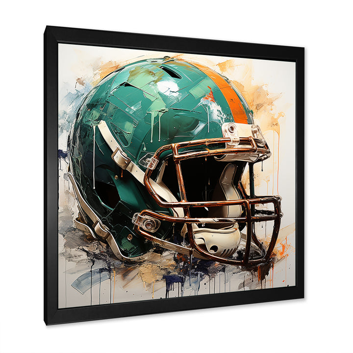 Vintage Green Football Helmet - Sport Football Canvas Wall Art