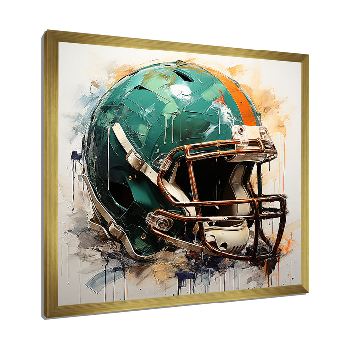Vintage Green Football Helmet - Sport Football Canvas Wall Art