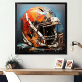 Orange and black football helmet - Sports Canvas Wall Art