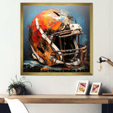 Orange and black football helmet - Sports Canvas Wall Art