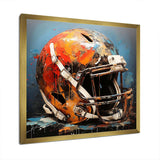 Orange and black football helmet - Sports Canvas Wall Art