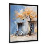 Florals yellow and blue bicycle - Bicycle Canvas Wall Art
