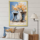 Florals yellow and blue bicycle - Bicycle Canvas Wall Art