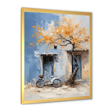 Florals yellow and blue bicycle - Bicycle Canvas Wall Art