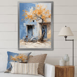 Florals yellow and blue bicycle - Bicycle Canvas Wall Art