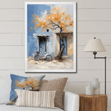 Florals yellow and blue bicycle - Bicycle Canvas Wall Art
