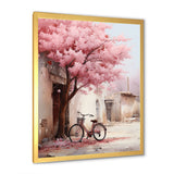 Pink and white springtime florals bicycle I - Bicycle Canvas Wall Art