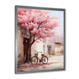 Pink and white springtime florals bicycle I - Bicycle Canvas Wall Art
