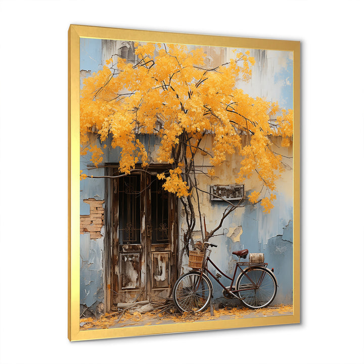 Yellow and blue springtime florals bicycle - Bicycle Canvas Wall Art