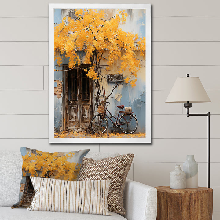 Yellow and blue springtime florals bicycle - Bicycle Canvas Wall Art