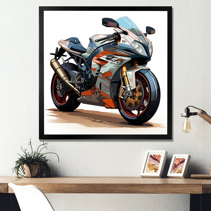 Orange and black Sleek Speed Motorcycle I - Motorcycle Canvas Wall Art