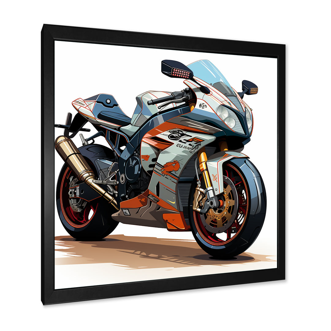 Orange and black Sleek Speed Motorcycle I - Motorcycle Canvas Wall Art