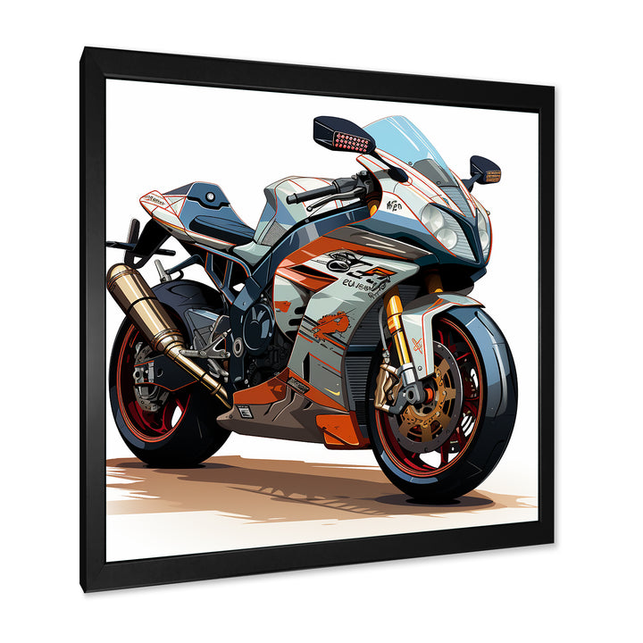 Orange and black Sleek Speed Motorcycle I - Motorcycle Canvas Wall Art