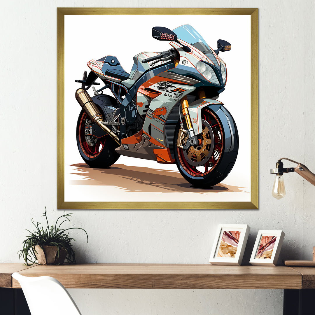 Orange and black Sleek Speed Motorcycle I - Motorcycle Canvas Wall Art