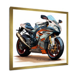 Orange and black Sleek Speed Motorcycle I - Motorcycle Canvas Wall Art