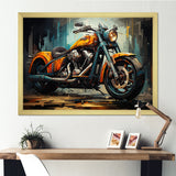 Yellow and black classic motorcycle cruiser I - Motorcycle Canvas Wall Art