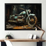 Blue and black classic motorcycle cruiser - Motorcycle Canvas Wall Art