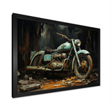 Blue and black classic motorcycle cruiser - Motorcycle Canvas Wall Art