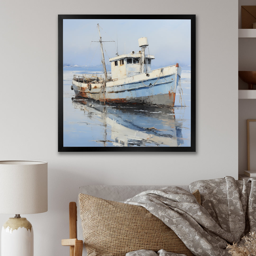 Tranquil waters fishing boat - Boat Canvas Wall Art