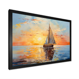 Orange sunset sailing boat I - Boat Sailing Canvas Wall Art
