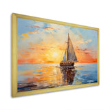 Orange sunset sailing boat I - Boat Sailing Canvas Wall Art