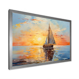 Orange sunset sailing boat I - Boat Sailing Canvas Wall Art