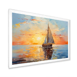 Orange sunset sailing boat I - Boat Sailing Canvas Wall Art