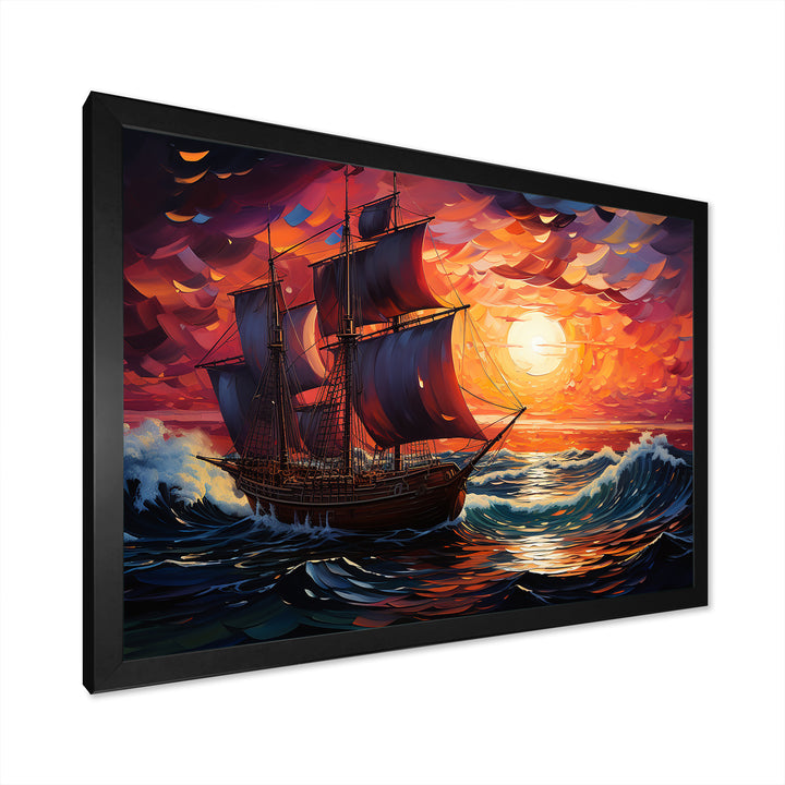 Pirate boat amidst Legacy I - Boat Sailing Canvas Wall Art