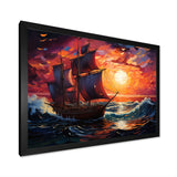 Pirate boat amidst Legacy I - Boat Sailing Canvas Wall Art