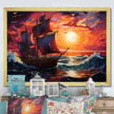 Pirate boat amidst Legacy I - Boat Sailing Canvas Wall Art