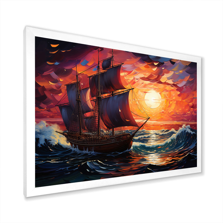 Pirate boat amidst Legacy I - Boat Sailing Canvas Wall Art