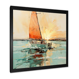 Orange sunset sailing paint I - Boat Canvas Wall Art