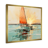 Orange sunset sailing paint I - Boat Canvas Wall Art