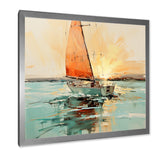 Orange sunset sailing paint I - Boat Canvas Wall Art