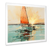 Orange sunset sailing paint I - Boat Canvas Wall Art